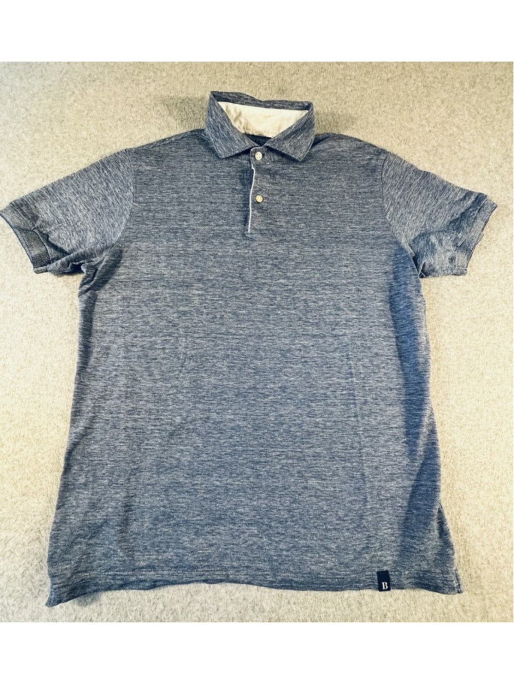 Boggi Milano Polo Shirt Men L Blue Heather 100% Cotton Made Romania